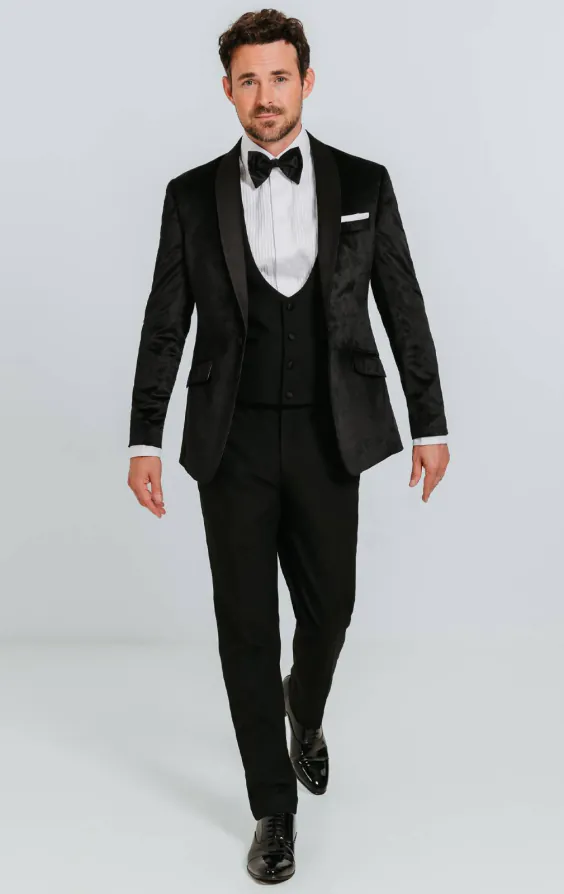 Zwart fluwelen slim fit smoking - photo 1 Zwart fluwelen slim fit smoking - photo 1