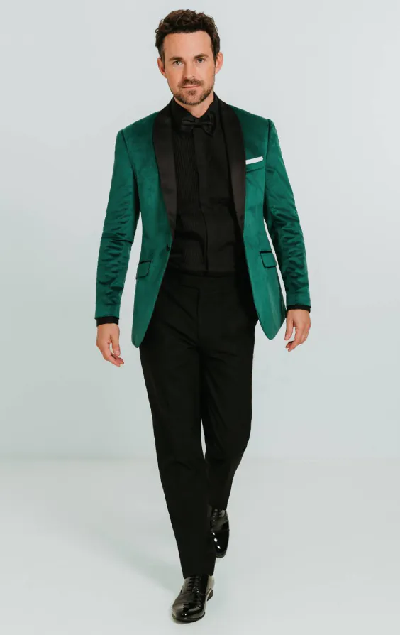 Donker groen slim fit fluwelen smoking - photo 1 Donker groen slim fit fluwelen smoking - photo 1