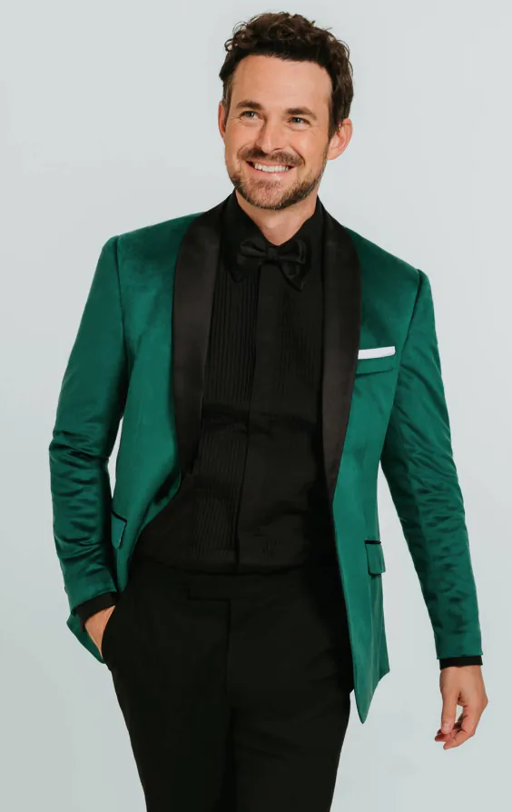 Donker groen slim fit fluwelen smoking Donker groen slim fit fluwelen smoking