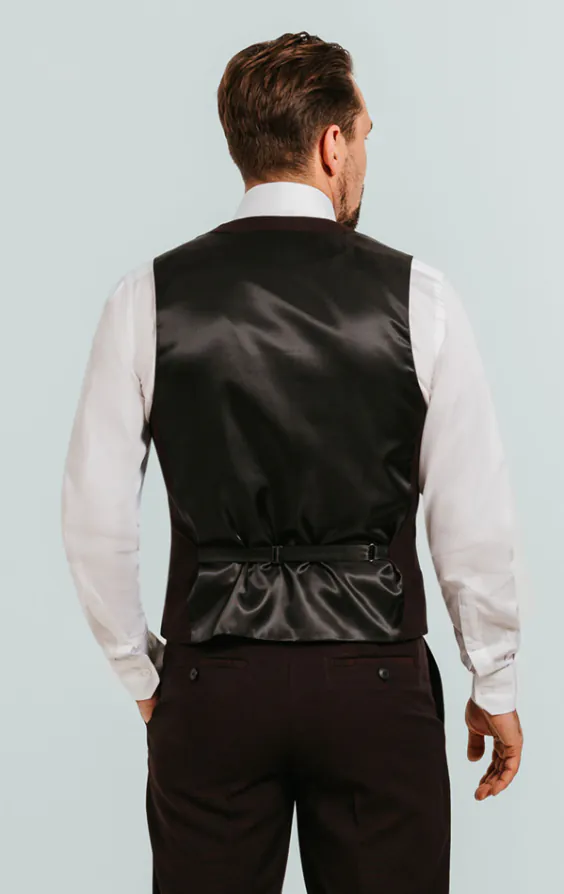 Bordeaux rood double breasted smoking gilet - photo 2