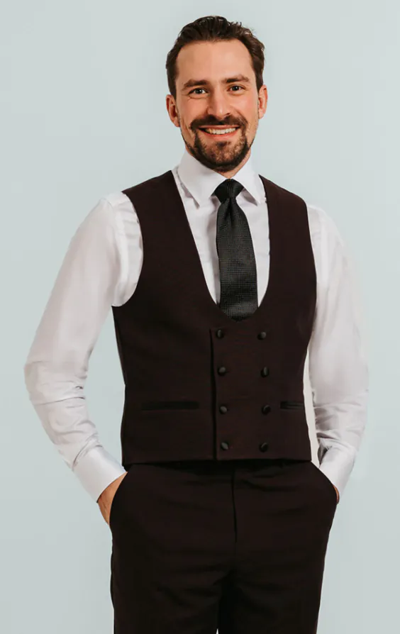 Bordeaux rood double breasted smoking gilet