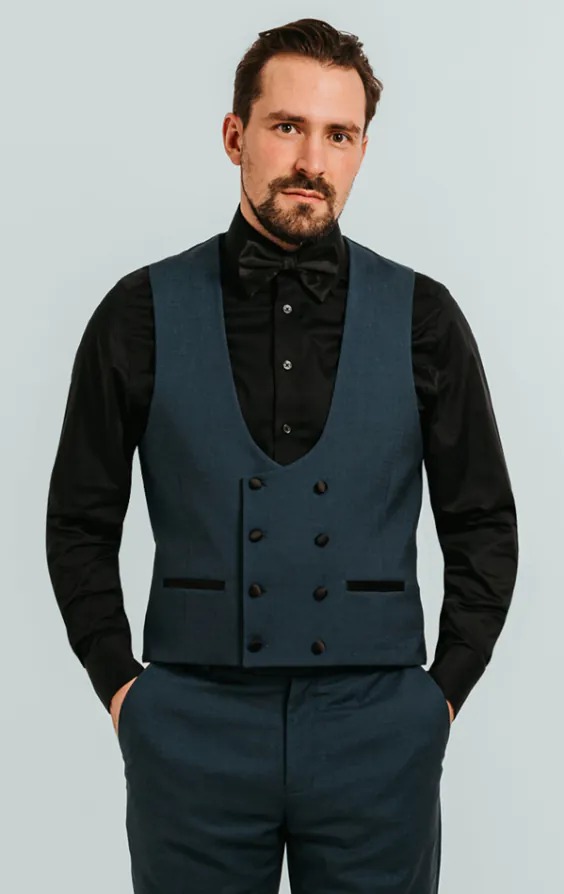 Teal double breasted smoking gilet Teal double breasted smoking gilet