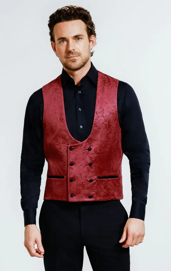 Bordeaux rood paisley fluweel smoking jas - photo 6 Bordeaux rood paisley fluweel smoking jas - photo 6
