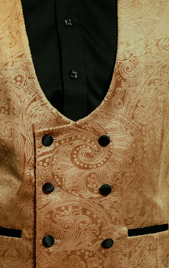 Gilet Rosso Paisley Con Papillon E Fazzoletto, Completo Uomo Per Matrimonio E Cerimonia, Taglie XS-6XL