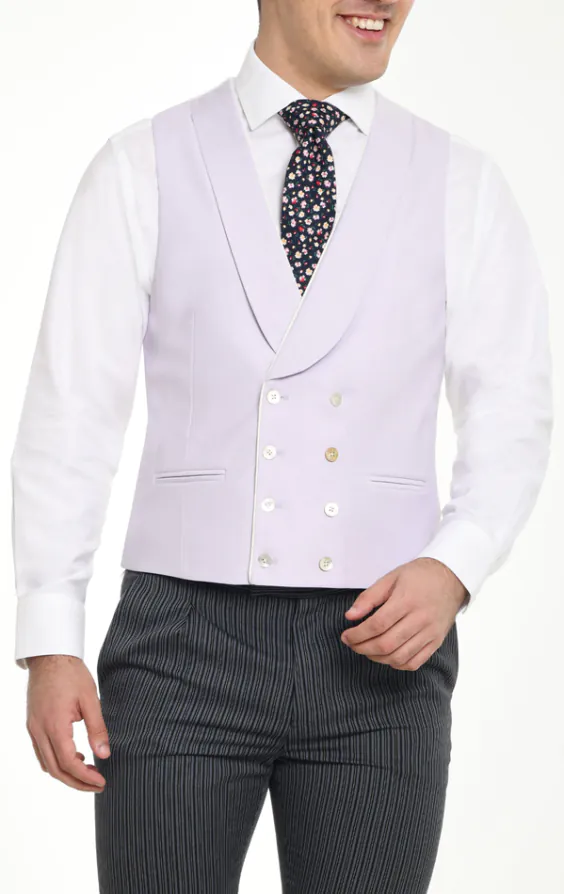 Lila twill double breasted jacquet gilet met sjaal kraag Lila twill double breasted jacquet gilet met sjaal kraag
