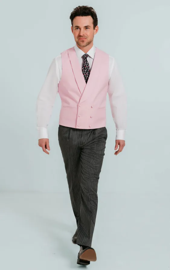 Pastel roze double breasted jacquet gilet met shawl revers - photo 1