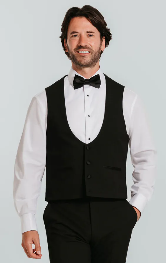 Zwart laag gesneden smoking gilet Zwart laag gesneden smoking gilet