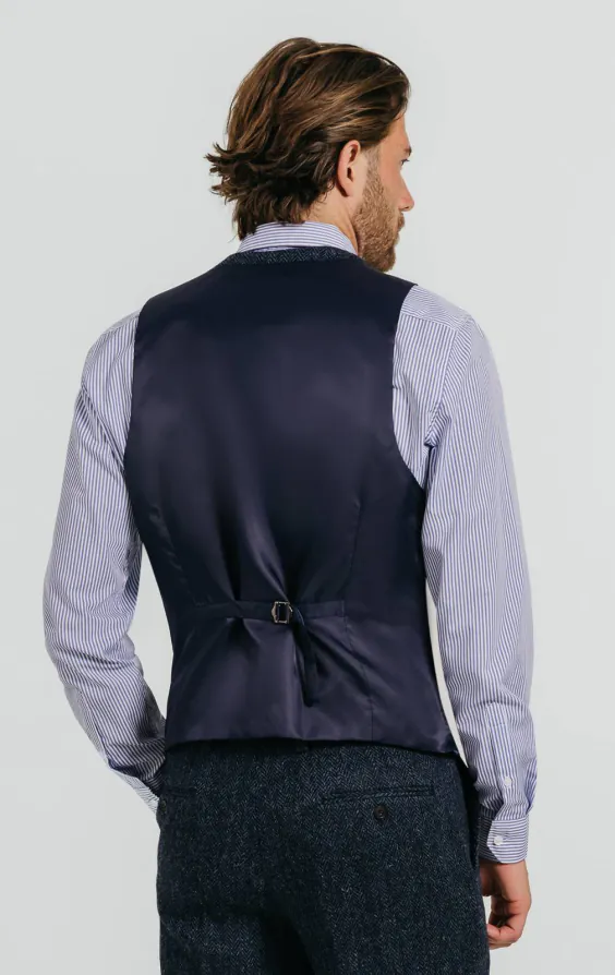 Harris Tweed blauw & zwart visgraat gilet - photo 2