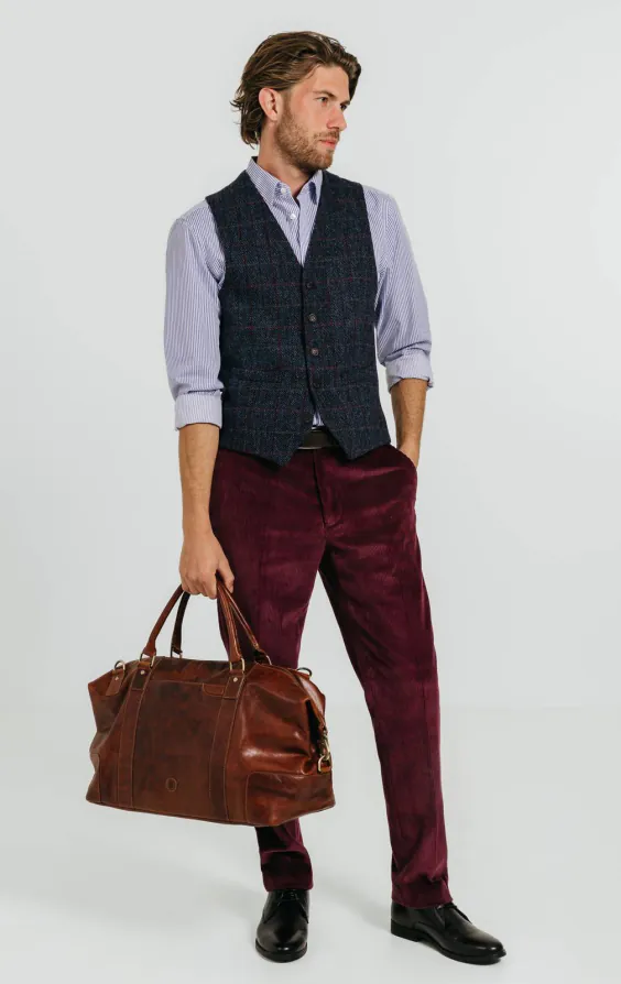 Harris Tweed donkerblauw geruit tweed gilet - photo 3
