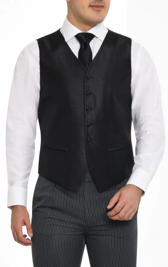 Zwart poly dupion gilet Zwart poly dupion gilet