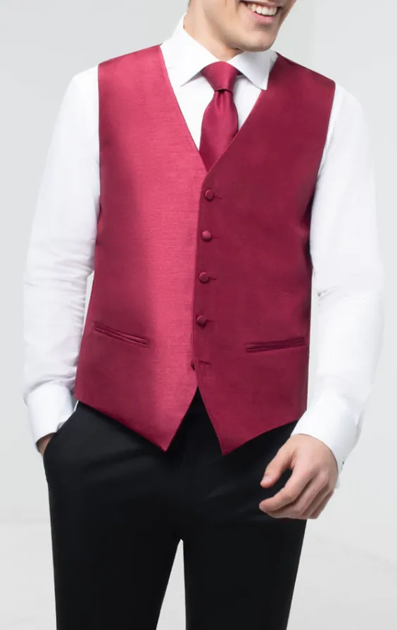 Bordeauxrood poly dupion gilet - photo 2 Bordeauxrood poly dupion gilet - photo 2