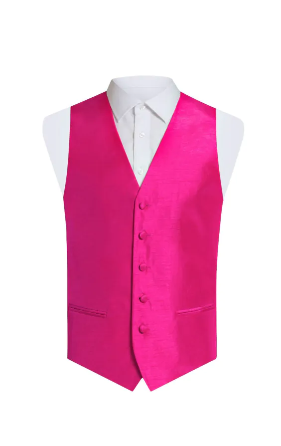 Fuchsia gilet van dupion stof Fuchsia gilet van dupion stof
