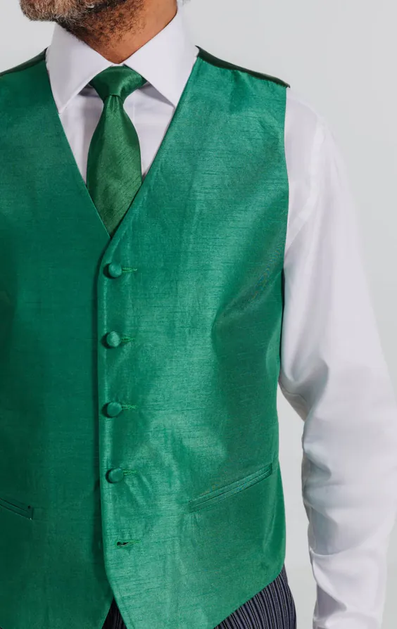 Donkergroen poly dupion gilet  - photo 2