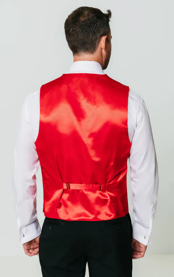 Gilet in rood met een zilver wervel motief in jacquard - photo 2 Gilet in rood met een zilver wervel motief in jacquard - photo 2