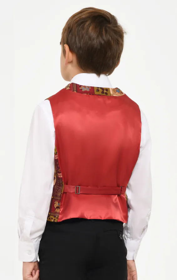Jongens rood vintage kerstmis print gilet - photo 2 Jongens rood vintage kerstmis print gilet - photo 2