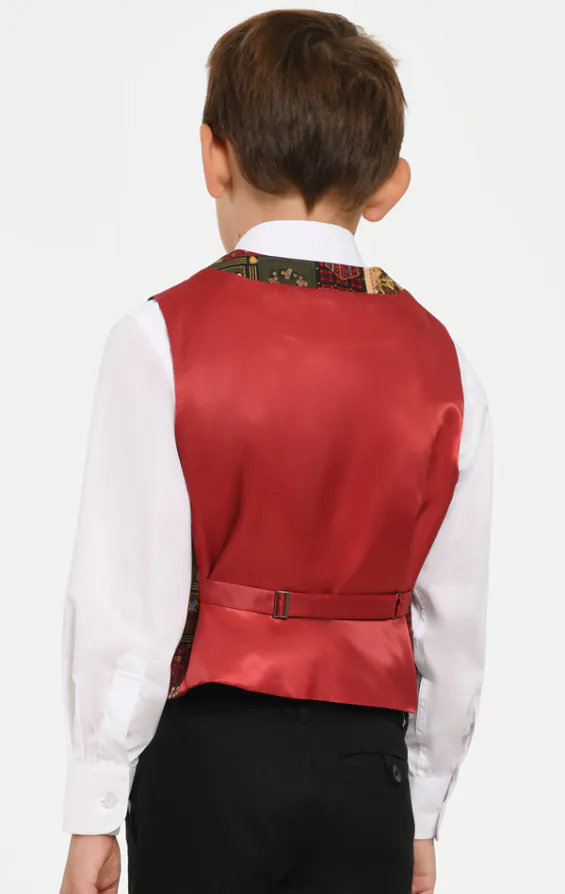 Jongens groene vintage kerstmis print gilet - photo 2
