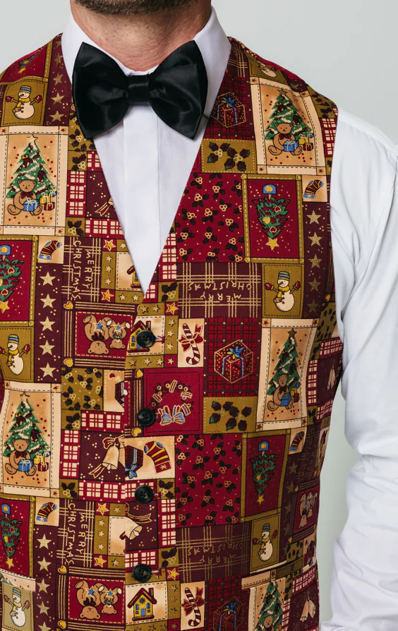 Rood vintage kerstmis print vest - beperkte editie - photo 1 Rood vintage kerstmis print vest - beperkte editie - photo 1