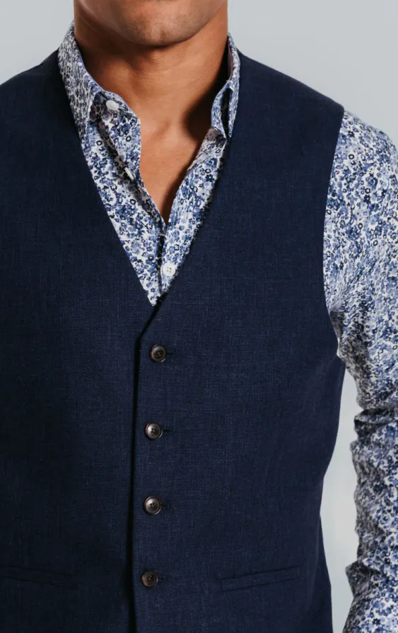 Navy linnen gilet - photo 1