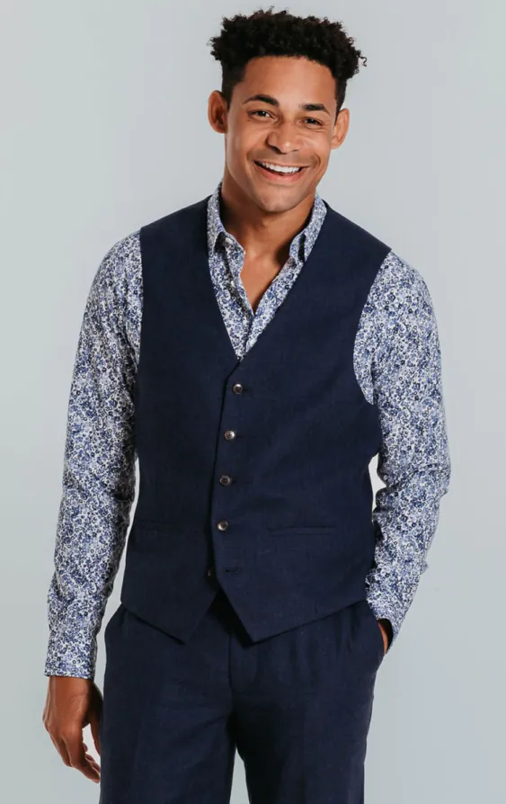 Navy linnen gilet