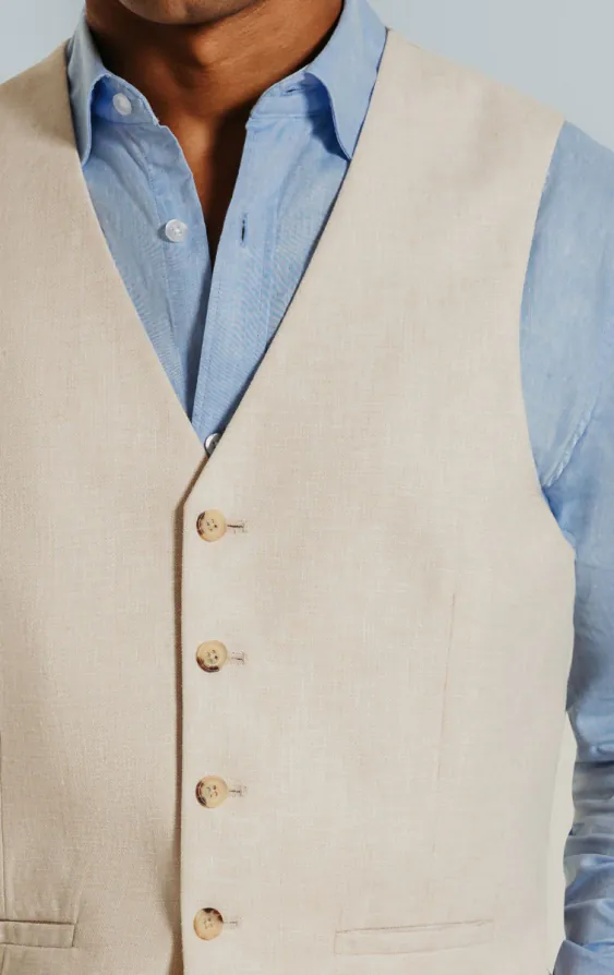 Crème linnen gilet - photo 1