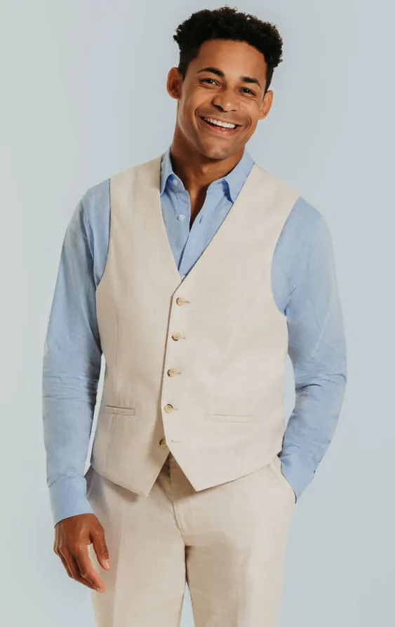Crème linnen gilet