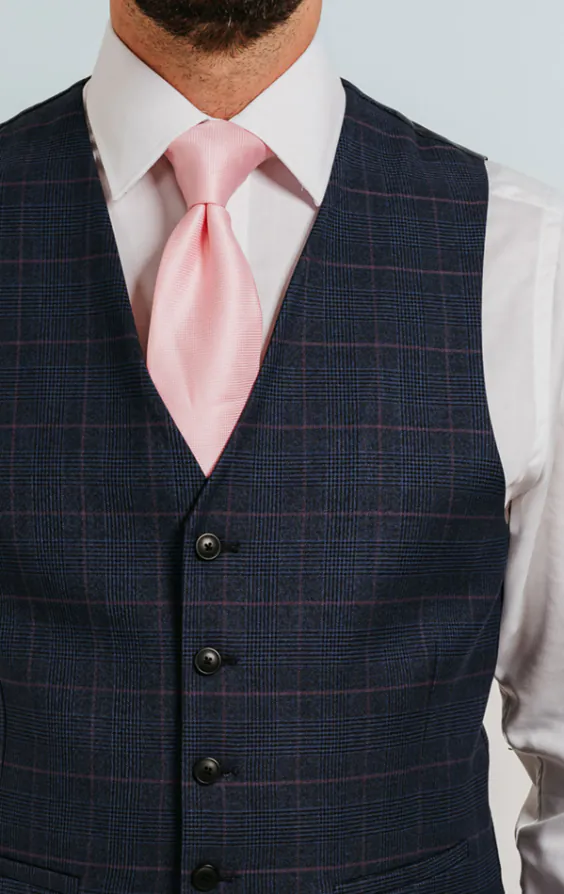 Marineblauw met roze geruit gilet - photo 1