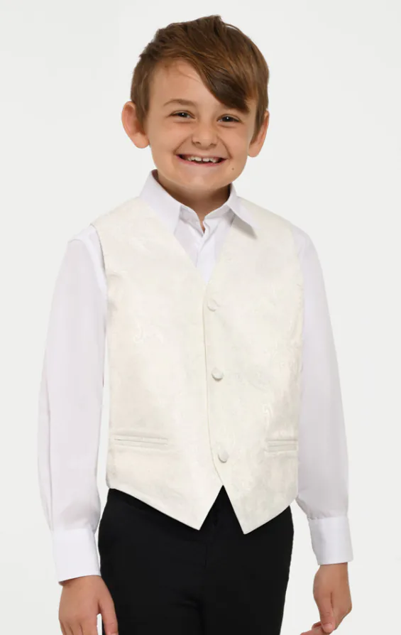 Jongens parelkleurige paisley gilet