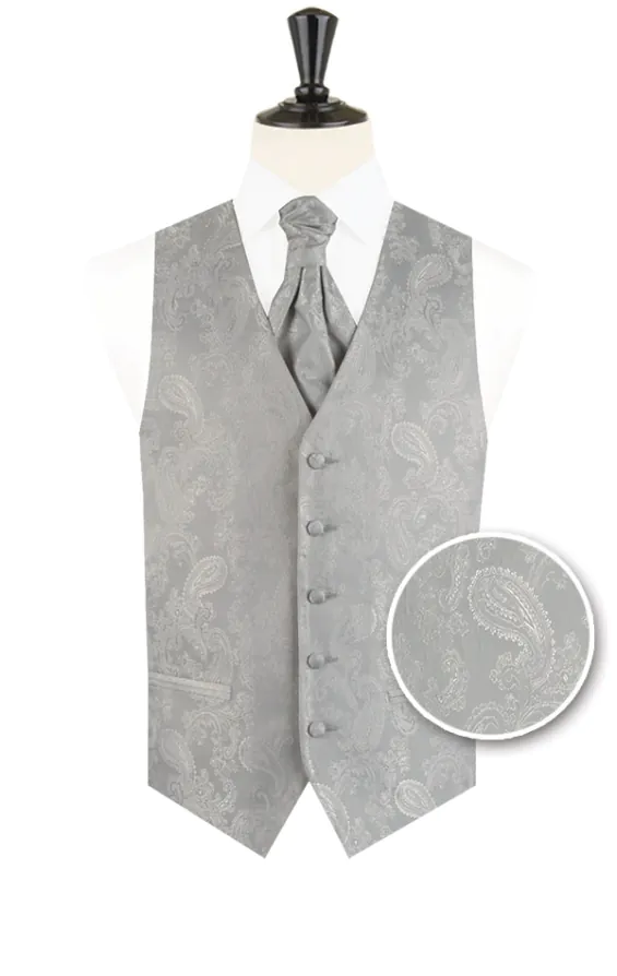 Zilver paisley jongens gilet