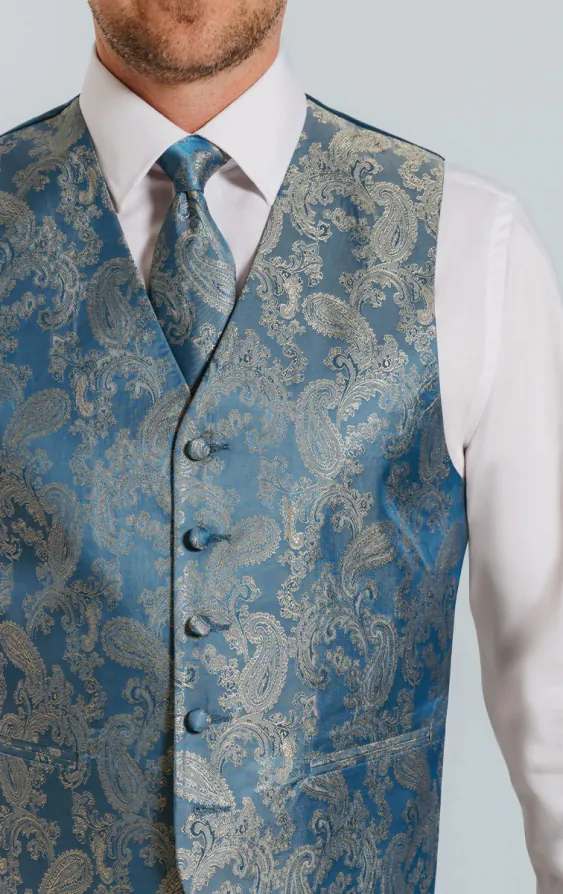 Duck egg blauw paisley gilet - photo 2
