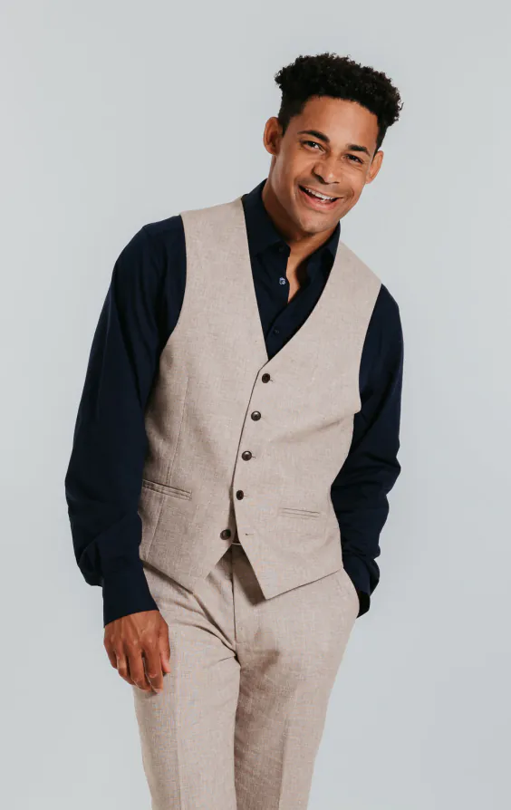 Zand kleurig linnen slim fit kostuum - photo 7 Zand kleurig linnen slim fit kostuum - photo 7