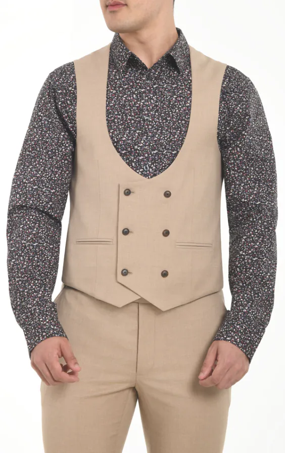 Camel bruin double breasted slim fit gilet Camel bruin double breasted slim fit gilet