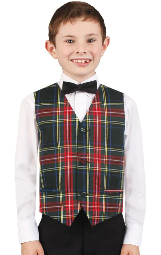 Groen tartan gilet voor jongens