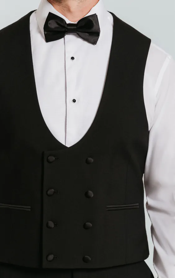 Zwart double breasted slim fit smoking gilet - photo 1