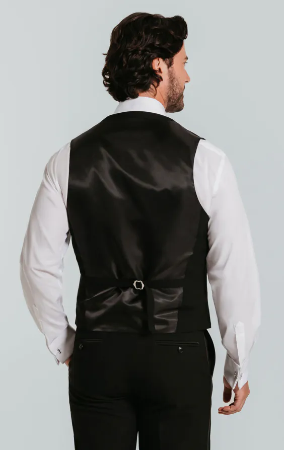 Zwart double breasted slim fit smoking gilet - photo 2