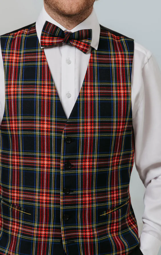 Navy tartan ruit gilet - photo 1