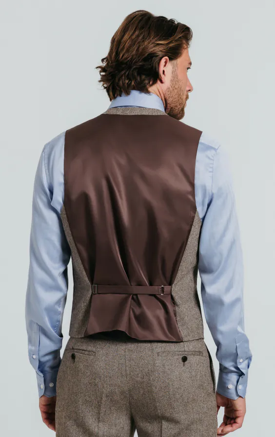 Bruin visgraat tweed gilet - photo 2 Bruin visgraat tweed gilet - photo 2