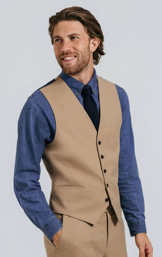 Camel bruin twill gilet
