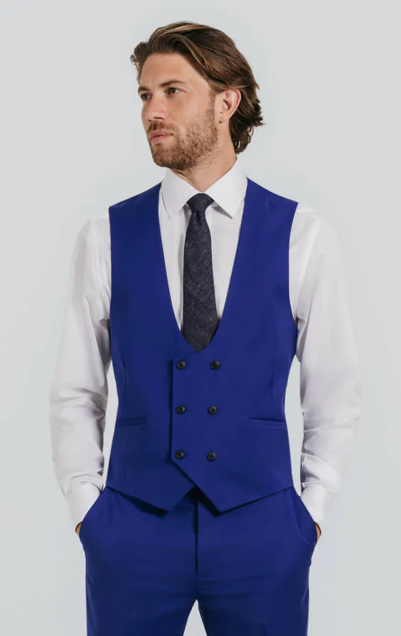 Hel blauw double breasted gilet