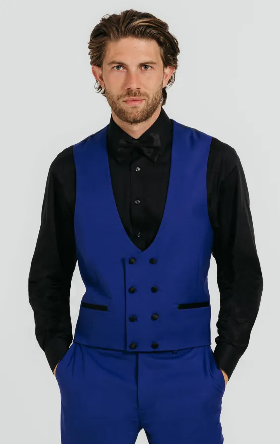 Hel blauw double breasted smoking gilet