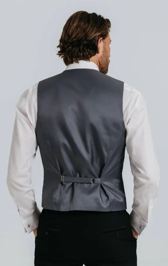 Donkergrijs poly dupion gilet - photo 2