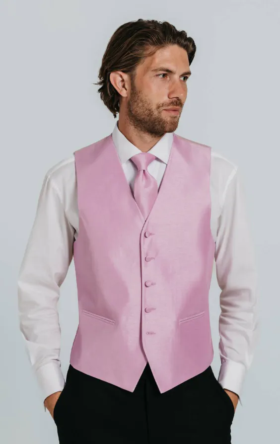 Roze poly dupion gilet