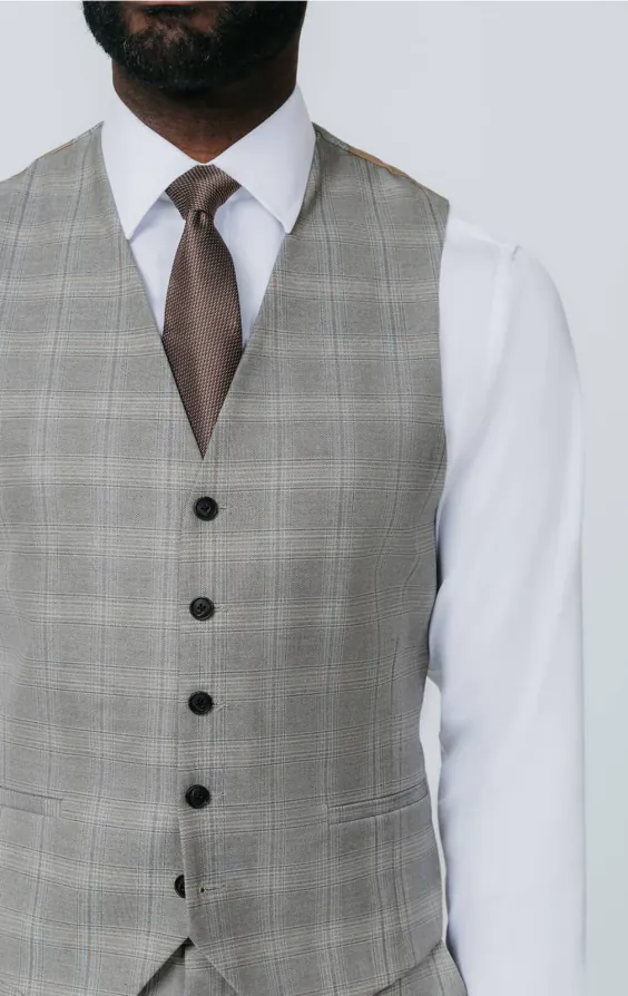 Taupe geruit gilet - photo 1 Taupe geruit gilet - photo 1
