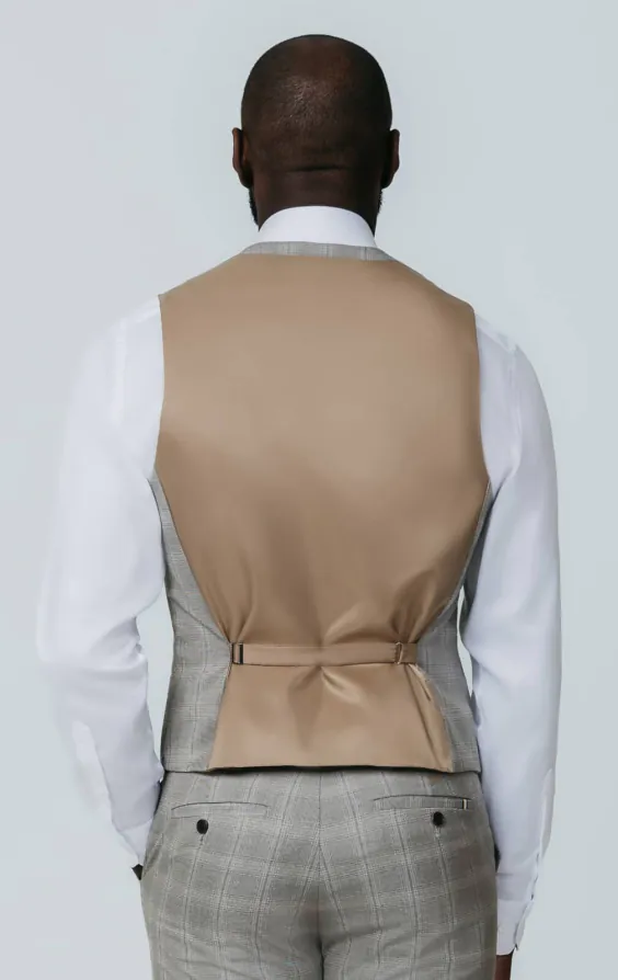 Taupe geruit gilet - photo 2 Taupe geruit gilet - photo 2