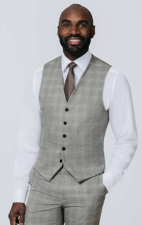 Taupe geruit gilet Taupe geruit gilet