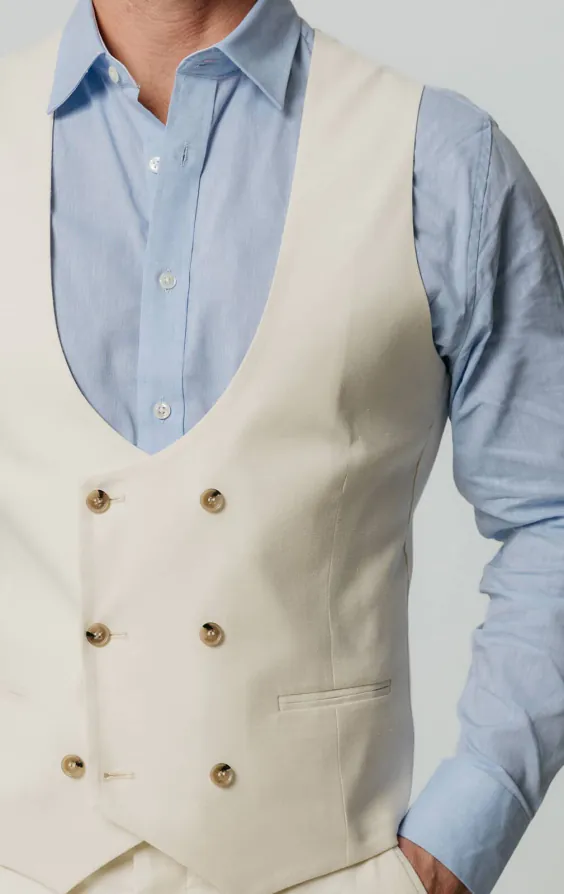 Ivory linnen slim fit gilet - photo 1 Ivory linnen slim fit gilet - photo 1