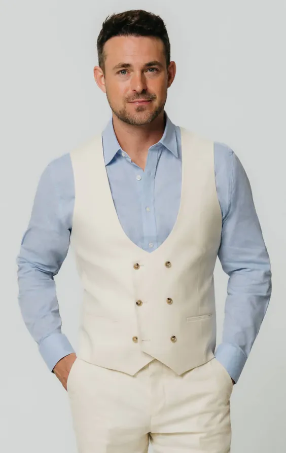 Ivory linnen slim fit gilet Ivory linnen slim fit gilet