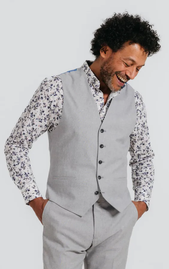 Lichtgrijs linnen gilet