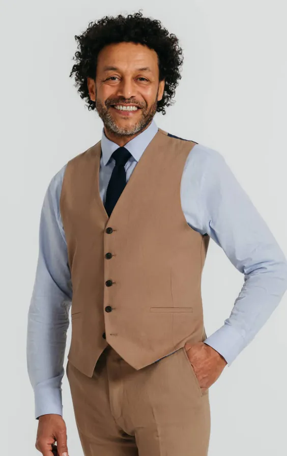 Bruin linnen twill gilet