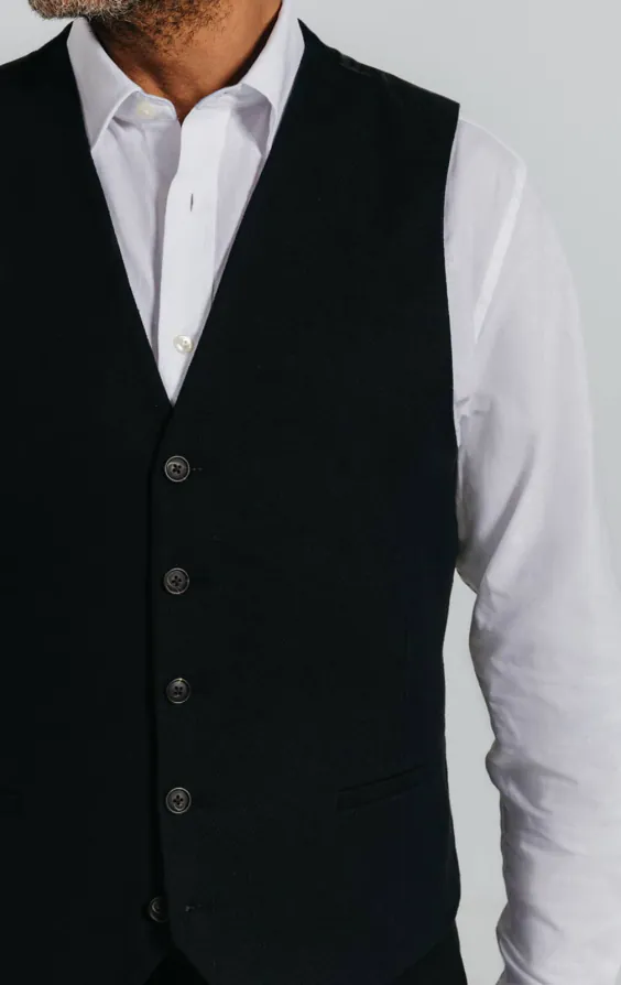 Zwart linnen twill gilet - photo 1