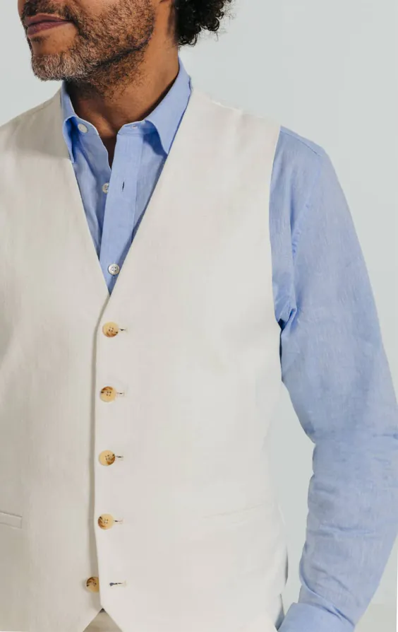 Gebroken wit linnen twill gilet - photo 1